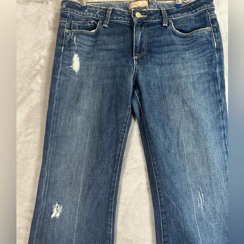 Paige Hollywood hills low rise distressed flare denim - Picture 4 of 12